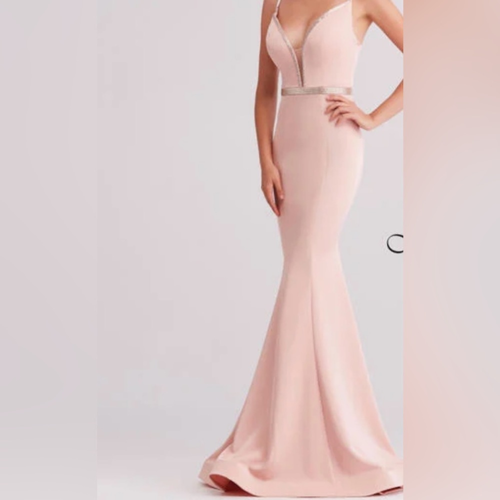 Pale Pink floor length fitted gown size 2